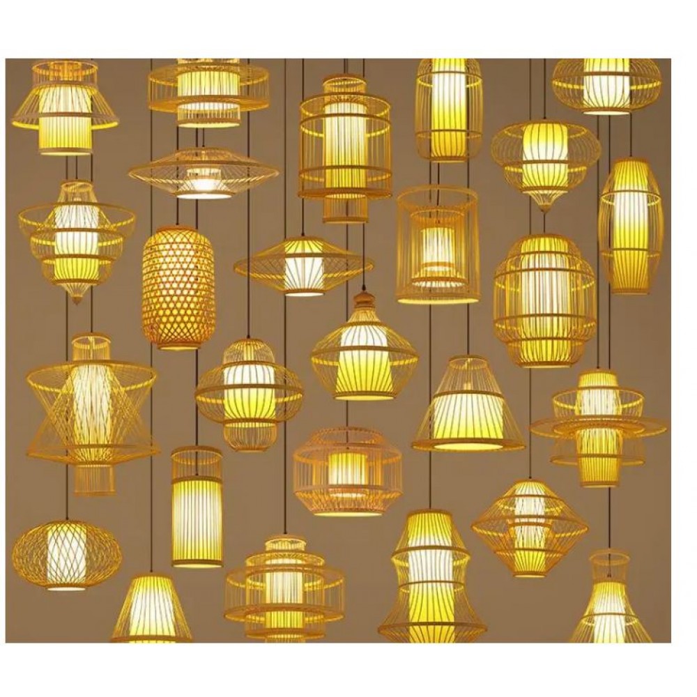 ZK50 Natural Bamboo Pendant Lamp Creative Bamboo Pendant Lantern Bamboo Art Rattan Lamp Handmade Art Decoration Lamp