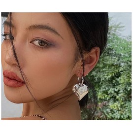 2023 Chic Heart Huggie Hoop Earrings Asymmetric Big Earrings For Women New Gold Color Fashion Jewelry Girl Gift