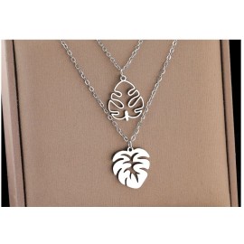 Stainless Steel Necklaces Tropical Plant Classic Big Leaves Pendant Sweater Chain Fashion Necklace For Women Jewelry Friend Gift
