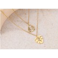 Stainless Steel Necklaces Tropical Plant Classic Big Leaves Pendant Sweater Chain Fashion Necklace For Women Jewelry Friend Gift