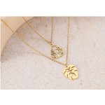 Stainless Steel Necklaces Tropical Plant Classic Big Leaves Pendant Sweater Chain Fashion Necklace For Women Jewelry Friend Gift
