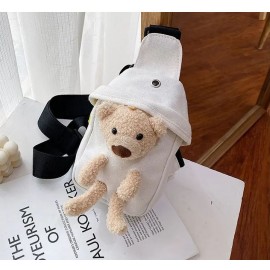 2023 New Children's Plush Bag Cute Plush Bear Chest Bag Crossbody Bag Korean Boys Girls Mini Canvas Bag