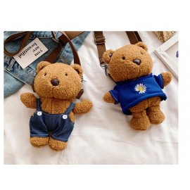 Cartoon Bear Plush Backpack Cute Style Shoulder Bag Soft Plush Material Baby's Soft Toy 22*20*10cm Girl Bag Cute Accessories